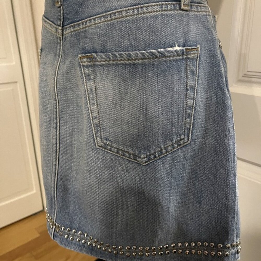 Frame Denim Mini Skirt Size 28 Distressed Studded Y2K Vibes M - Picture 7 of 9